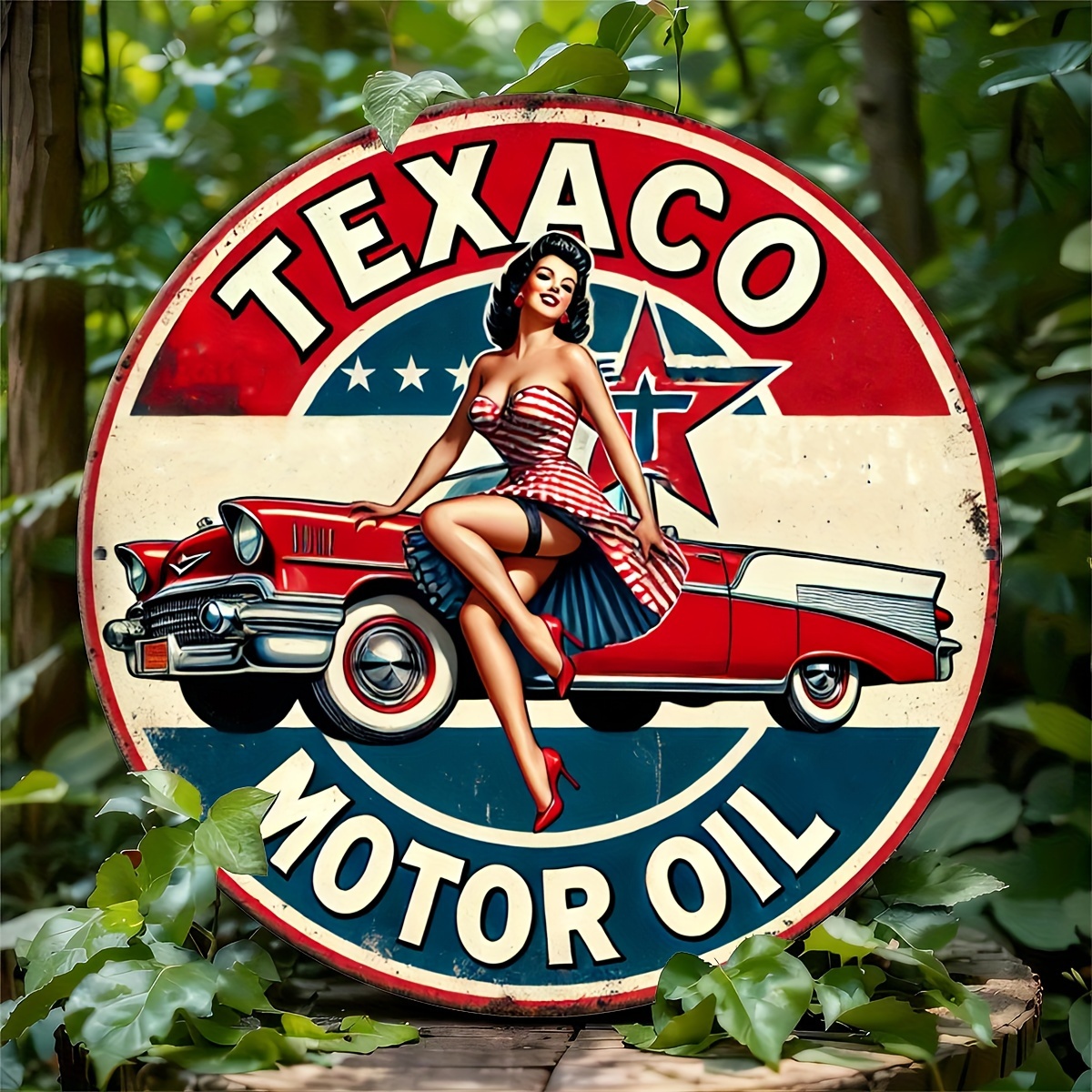 Vintage Collectible Plates - Texaco Motor Oil Vintage Aluminum Sign,