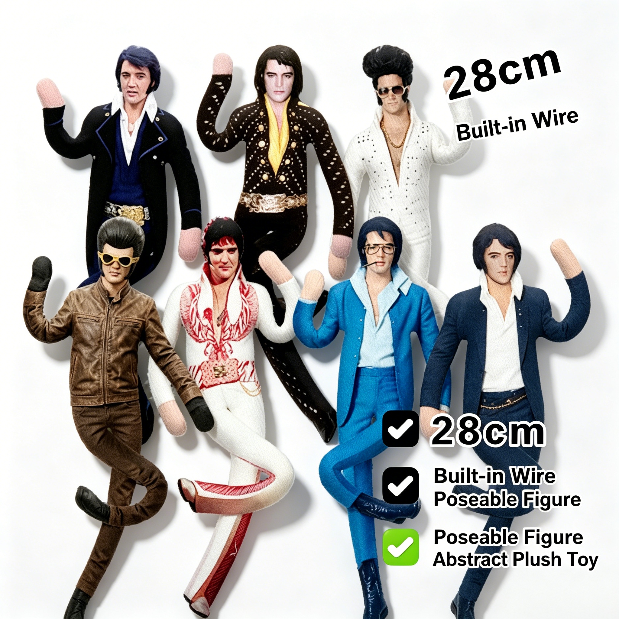 Collectible Collection - Elvis Plush Doll Built-in Wire Skeleton