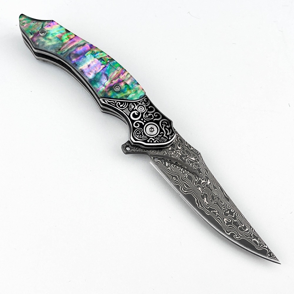 Vintage Collectible Pocket Knives - New Vintage Damascus Pattern Blade Folding
