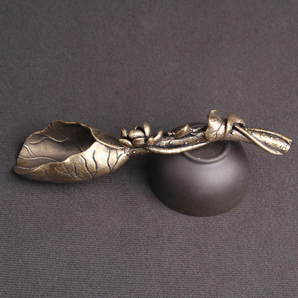 Vintage Collectible Spoons - Decorative Tea Scoop Brass Lotus Retro