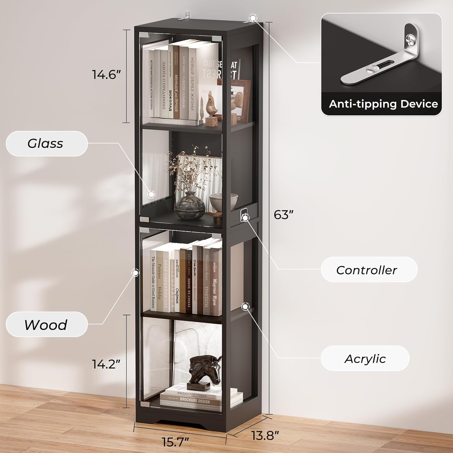 Glass Display Cabinet with 3 C - огляд і ціна Collectible Collection