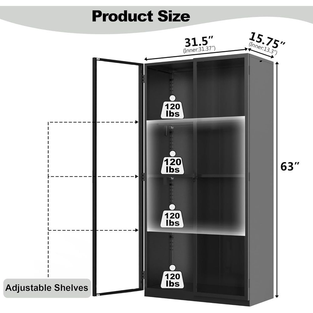 63 Tall Glass Display Cabinet  - огляд і ціна Collectible Collection