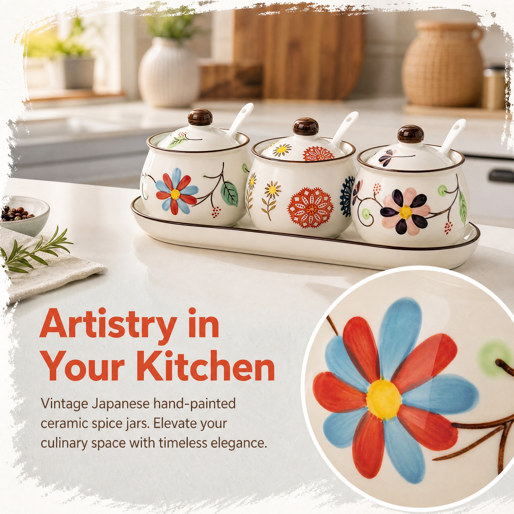 3-Piece Ceramic Spice Jar Set  - огляд і ціна Vintage Collectible Spoons
