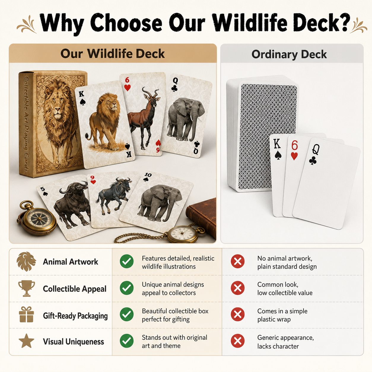1A set Vintage Wildlife Animal - огляд і ціна Vintage Collectible Playing Cards